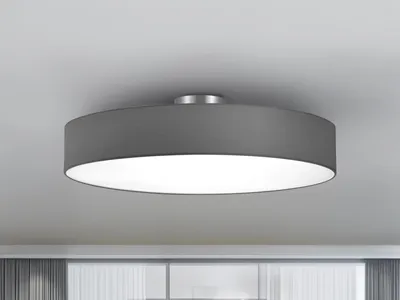 Produktbild von LED Deckenlampe mit Stoffschirm Grau Ø 65cm, große Flurlampe, Schlafzimmerlampe