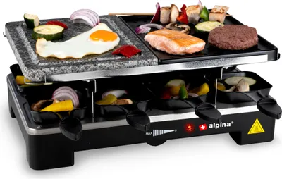Produktbild von alpina Elektrogrill WJK202A - 1200W, Raclette 8 Personen - 8 Pfannen, 8 Spachteln - Antihaft