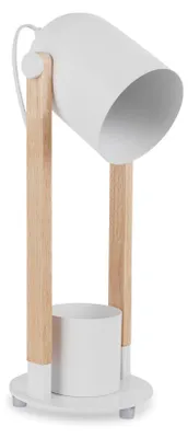 Image de Forlight - Lampe de bureau flexible avec finition bois clair et blanc mat, compatible avec des ampoules personnalisables, design moderne et durable en bois et en acier, idéale pour l'éclairage intérieur