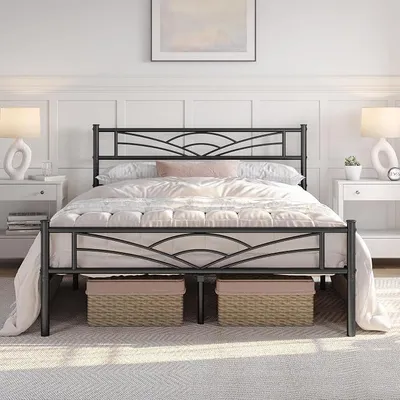 Imagen del producto de Silecomplaza: Estructura de cama de metal, cama moderna, cama para invitados, estructura de cama de metal