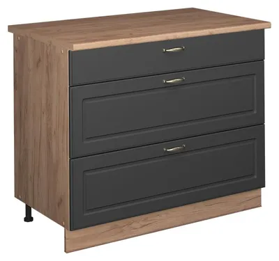 Zdjęcie produktu dla Szafka dolna Vicco Fame-Line Anthrazit Gold rustykalny/Dąb goldkraft 100 cm, BP Dąb, Model 62034
