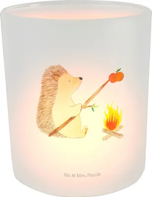 Produktbild von Mr. & Mrs. Panda Glas Teelichthalter Igel Grillen - Transparent - Geschenk, Terrasse Windlicht, Lustige Sprüche, Spruch, Kerzenhalter, Motivation, Ziele, Sinn Des Lebens