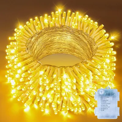 Lichterkette 15 m 150 LEDs warmweiß batteriebetrieben 8 Modi Timer IP44