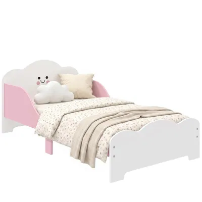 Produktbild von Kinderbett mit Sicherheitsgittern und Lattenrost – bietet viel Platz zum Spielen und Schlafen – Matratze nicht enthalten – 143 x 77 x 60 cm – rosa