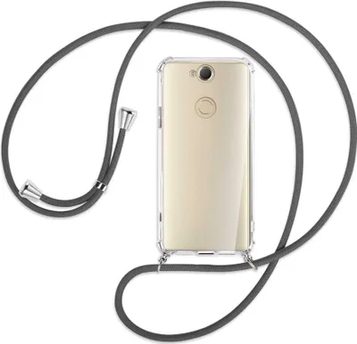 Produktbild von Handykette Backcover-Schutzhülle mit Band (Metall silberfarben) für Sony Xperia XA2 Plus - dunkelgrau