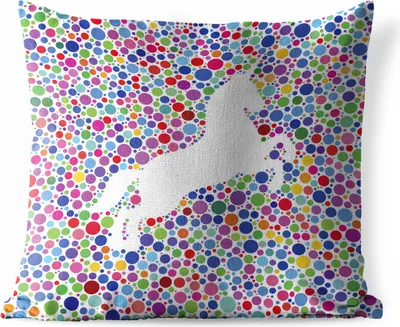 Produktbild von MuchoWow® Outdoor Kissen - Eine Illustration eines weißen Einhorns auf einem bunten Hintergrund - Mädchen - Kind - Kinder - 60x60 cm - Wetterfest - Lounge Kissen - Dekoration - Schlaf Kissen
