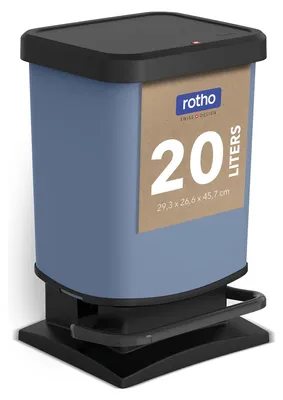 Productafbeelding van Rotho afvalemmer 20 liter Paso ECO - Trapemmer, geurafsluitend - Afvalcontainer, 29,3 x 26,6 x 45,7 cm - Prullenbak met softclose-mechanisme - Trapafvalemmer