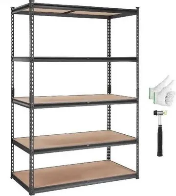 Produktbild von Famanu Stellingkasten 5 Lagen - Metallregal für Küche, Wohnzimmer, Lager - Tragfähigkeit 900 kg - 182,88 x 90 x 45 cm