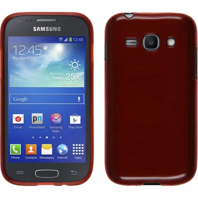 Produktbild von PhoneNatic Case kompatibel mit Samsung Galaxy Ace 3 - rot Silikon Hülle brushed + 2 Schutzfolien