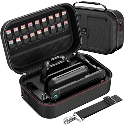 Produktbild von Tragetasche für Nintendo Switch 2 – harte Schutzhülle für Reisen mit großem Stauraum und 18 Kartenfächern für Nintendo Switch 2 Konsole & Zubehör