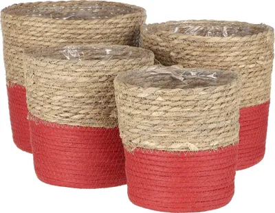 Produktbild von Mica Übertopf Korb Rachel Ø 21 x 21 cm Seegras rot