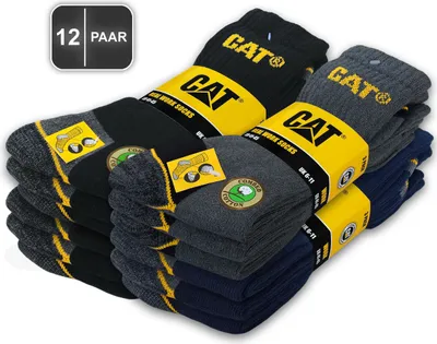 Produktbild von 12 Paar CAT® CATERPILLAR REAL WORK SOCKS Damen Herren Arbeitssocken Business Socken Strümpfe Farbe Farbmix1 Größe 43-46