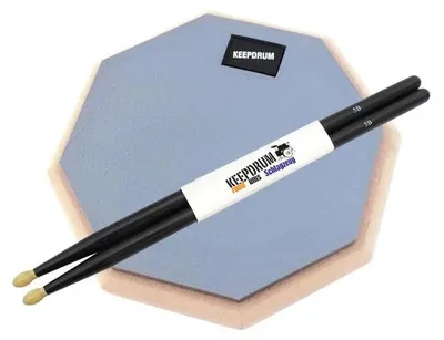 Produktbild von keepdrum DP-GY8 Practice Pad Grau 8 mit Sticks 5BB