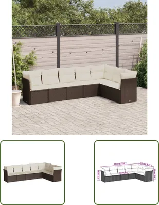 Produktbild von The Living Store 7-tlg. Garten-Sofagarnitur mit Kissen Braun Poly Rattan
