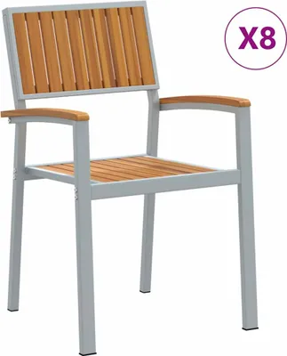 Produktbild von "SALE 2026"Stuhl Terrasse - Stapelstuhl 8er set - Balkonmöbel - Campingstuhl elegantes Design - Braun 56x57x87cm Massivholz Akazie - 56x57x87cm - Gartenstühle DEMöbel566594