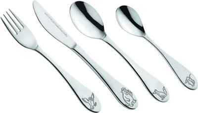 Produktbild von familie24 Der Grüffelo Kinderbesteck Edelstahl 4-teilig Geschirr Kindergeschirr Lunchbox Becher Teller Tasse Besteck