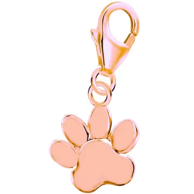 Pfote Charm Anhänger für treue Katzen und Hunde I 925 Rosegold

