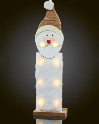 Produktbild von LED Figur Weihnachtsmann Holz Deko beleuchtet Winter Weihnachten Batterie 8 LED