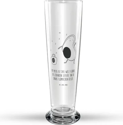 Produktbild von Mr. & Mrs. Panda Bierglas Avocado Tanzen - Transparent - Geschenk, Singen, Bier Glas, Musik, Glasbierglas, Glasbecher, Party, Bierbecher, Urlaub, Trinkglas, Veggie