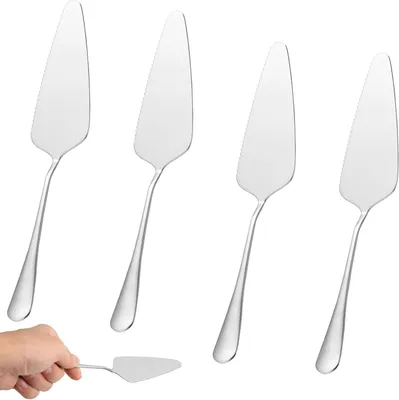 Imagen del producto de Juego de utensilios para tartas, de 4 piezas, acero inoxidable, color plateado, para uso en la cocina y en celebraciones