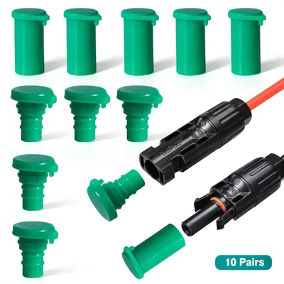 Produktbild von 10 Paar Silikon Staubschutzkappen IP67 Wasserdicht für PV-Stecker Solarwechselrichter Grün