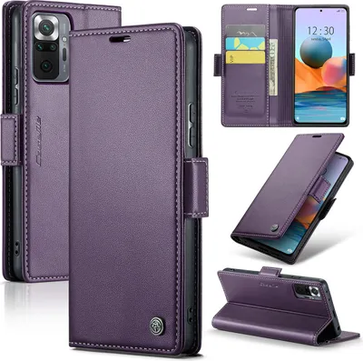 Immagine prodotto di Redmi Note 10 Pro Case, RFID Blocking Card, Advanced Flip Custodia in pelle con funzione Stand per Xiaomi Redmi Note 10 Pro / Note 10 Pro Max Viola