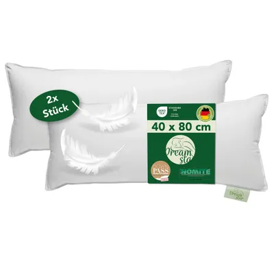 Produktbild von 2er Set Daunenkissen 3-Kammer 40x80 cm | Ergonomisch, stützend & atmungsaktiv | Dreamstar