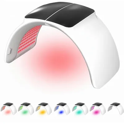 Produktbild von LED Lichttherapie Maske für Gesicht und Hals, 7 Farben, faltbares Phototherapie Gerät mit Touchscreen und Kühlventilator
