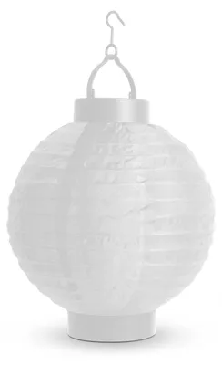 Produktbild von 1x LED-Papierlaterne mit 1 weißer LED - Batteriebetrieben (2x AAA) - Ø 20 cm - Mit Aufhängehaken - Faltbar - Stimmungsbeleuchtung für Garten, Balkon und Innenräume [11399WH]