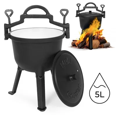 Obrázek produktu pro Litinový kotel 5l s podstavcem pro vaření u táboráku