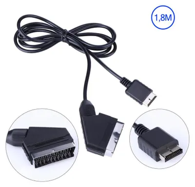 Produktbild von 1.8M RGB Scart Kabel Adapter Für Sony Playstation PS1 PS2 PS3 AV Lead Cord PAL