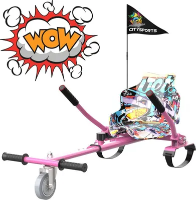 Produktbild von Markboard Hoverkart Sitzscooter Go Kart Kartsitz Elektrokart Hoverseat für Hoverboard Selbstausgleichender Elektroroller 6.5", 8", 10" mit langlebigem PolyurethanRad Sicherer für Kinder - Alle Altersgruppen (pink)