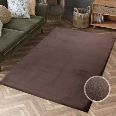 Produktbild von Hochflor Teppich Einfarbig - Dark Taupe - 160x230 cm - Fell-Teppiche für Schlafzimmer, Wohnzimmer