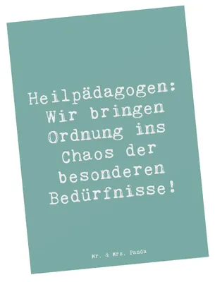 Produktbild von Mr. & Mrs. Panda Grußkarte Spruch Heilpädagogin Chaosordnung - Meeresbrise - Geschenk, Anerkennung, Mut, Postkarten, Unterstützung, Kunstkarten, Beruf, Herausforderungen