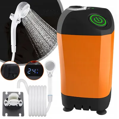 Produktbild von Tragbare Campingdusche Akku mit Pumpe, Camping Dusche, Mobile Duschen Außenduschen, für Camping Reisen Garten Wandern Autowaschen