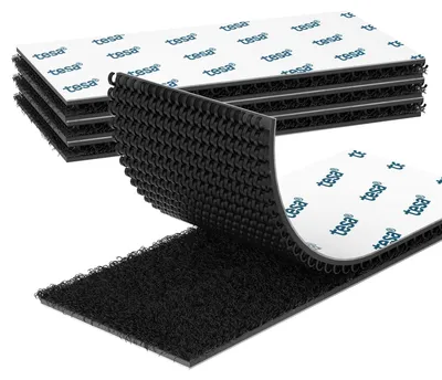 Doppelseitiger Klebestreifen 100 x 50 mm, schwarz, Nylon