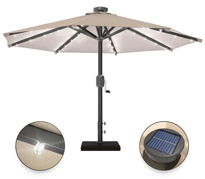 Produktbild von SUN MARINO | Sonnenschirm | Rund | Ø 300 cm | Taupe | LED | Ampelschirm, Marktschirm, Gartenschirm