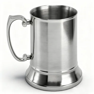 Doppelwandiger Edelstahl-Bierkrug, 450/560 ml, silber, groß
