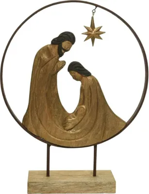 Produktbild von Dekoaufsteller Krippe Mango Holz Dekoration Weihnachten 49 cm