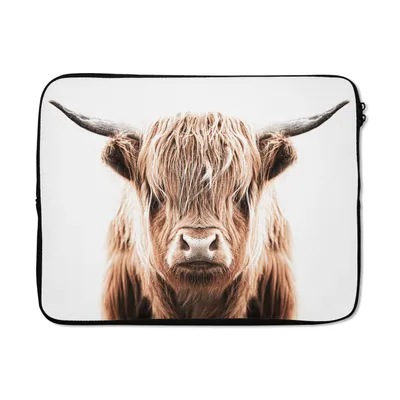 Produktbild von MuchoWow® Laptop Hülle 17 Zoll Laptoptasche Schottischer Highlander - Tiere - Stier - Zipper - Schutzabdeckung