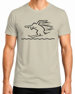 Zdjęcie produktu dla T-shirt męski "La Linea Balum Skifahrer Strichmännchen Retro" autorstwa Osvaldo Cavandoli, kolor: naturalny, rozmiar: L