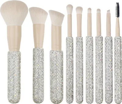 Produktbild von INF 9-teiliges Kaffeefarbenes Make-up Pinselset mit Diamantgriff
