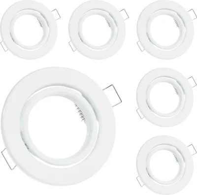 Produktbild von LUMILED 6x Einbaustrahler schwenkbar flach Spots für LED oder Halogen Einbauleuchten Einbaurahmen rund stahl Einbauspots Downlight Weiß