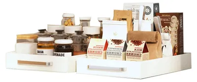 Produktbild von Schrankorganizer 2er Set - Ausziehbare Schublade - Selbstklebende Montage ohne Bohren - Für Küchen- und Badezimmerschränke - Gummi - Weiß