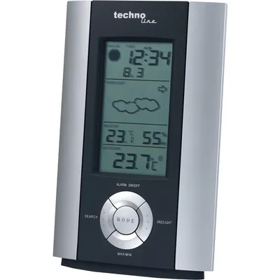 Obrázok produktu pre Technoline WS 6710, Čierna, Strieborná, Vnútorný vlhkomer, Vnútorný teplomer, Vonkajší teplomer, Vlhkomer, Teplomer, Vlhkomer, Teplomer, F, °C, 202 mm
