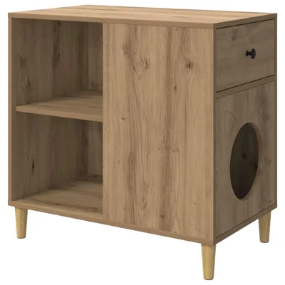 Zdjęcie produktu dla vidaXL Domek dla kota rękodzieło dąb 72 x 42,5 x 70 cm materiał drewnopochodny