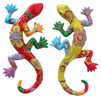 Produktbild von Dekofigur Exotic Eidechse 2 sortiert Kunstharz L24 cm rot/grün 2er Set