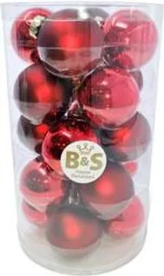 Immagine prodotto di B&S baubles natalizi | rosso | 20 pezzi | 10xmatt | 10xshiny | Ø 6 cm | vetro