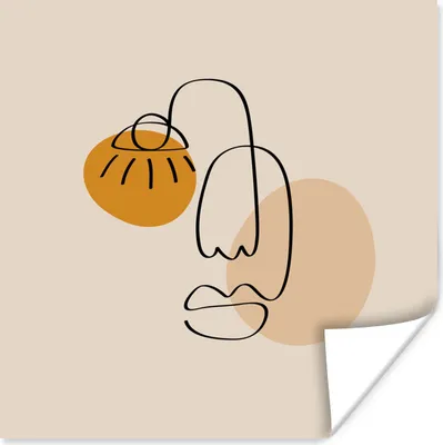 Produktbild von MuchoWow® Poster Minimalismus - Pastell - Gesicht 50x50 cm - Wohnzimmerdekoration