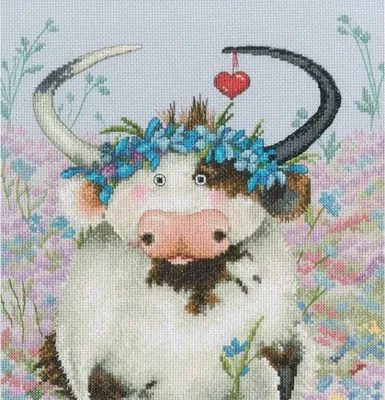 Immagine prodotto di Set per punto croce RTO "Vache à la mode!" m833, schema a punto contato, 25x25cm